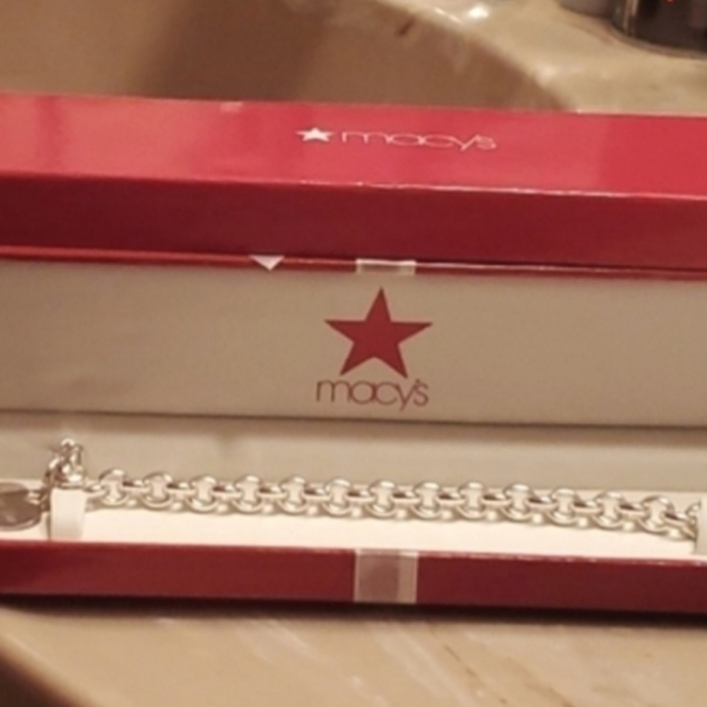 925 silver chain bracelet with heart made in Italy
